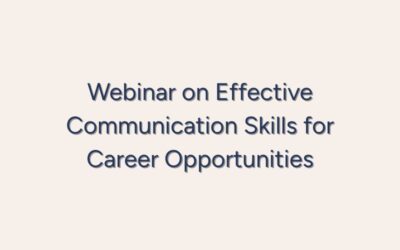 Webinar on Effective Communication Skills for Career Opportunities