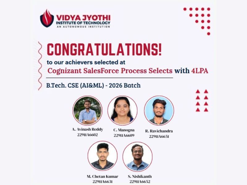 CSE (AI&ML) Students Shine in Cognizant Salesforce Process Selection