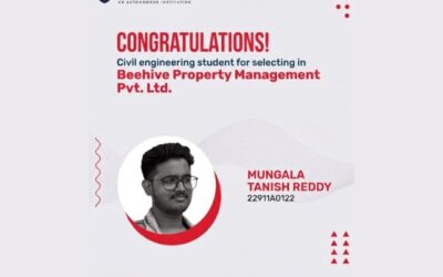 Civil Engineering Student Selected by Beehive Property Management Pvt. Ltd
