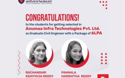 VJIT Civil Engineering Students Secure Placement at Anumaa Infra Technologies Pvt. Ltd