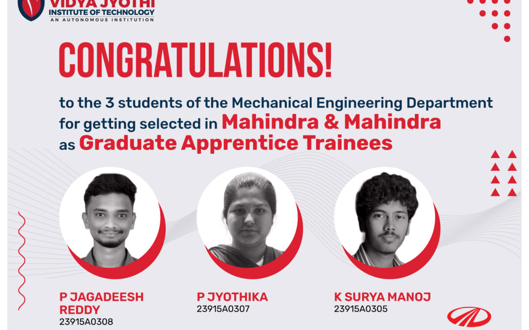 Congratulations to Our Students Selected by Mahindra & Mahindra