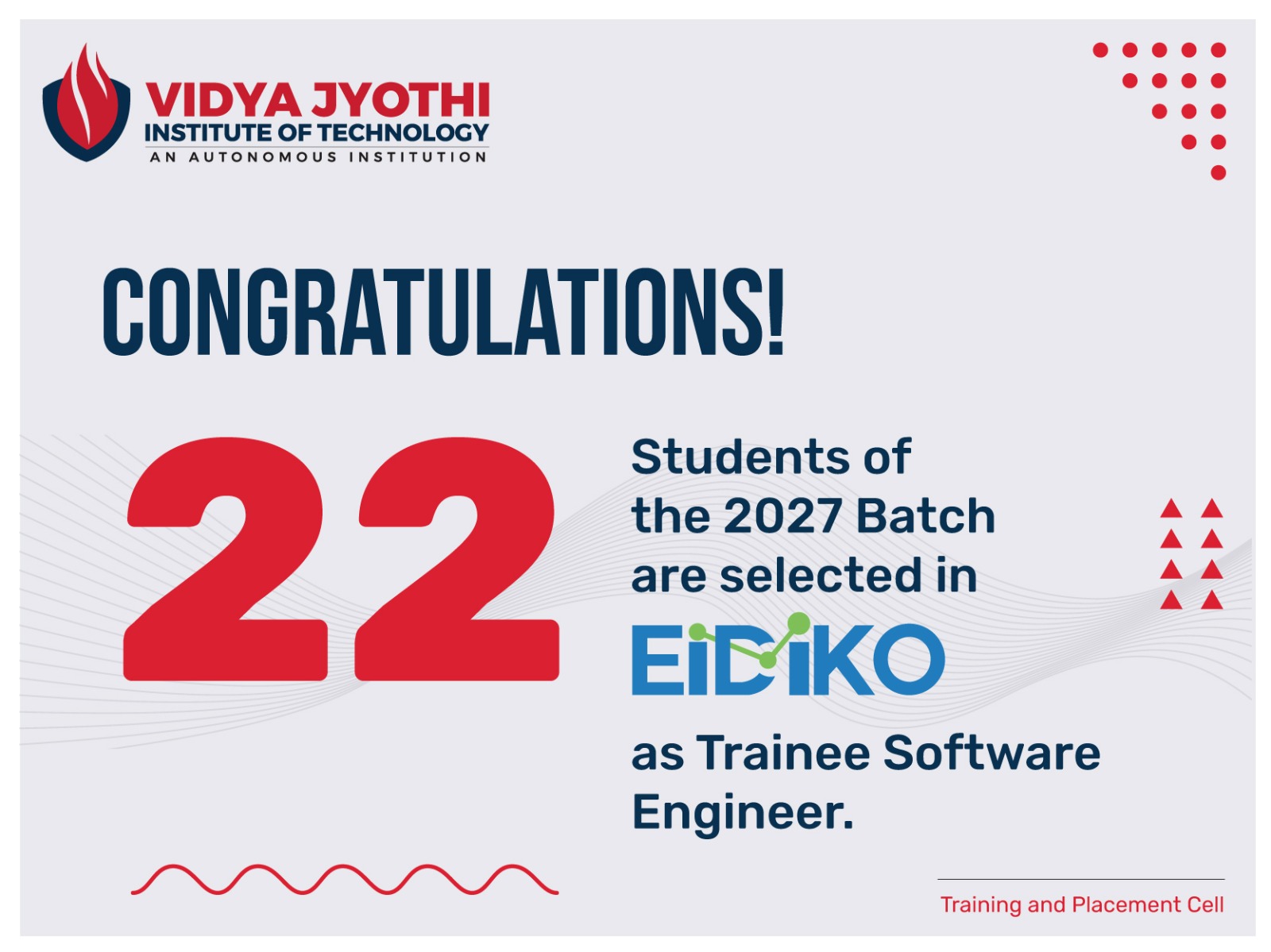 Eidiko Selects. 2027 batch Eidiko Systems Integrators Pvt Ltd Selected students