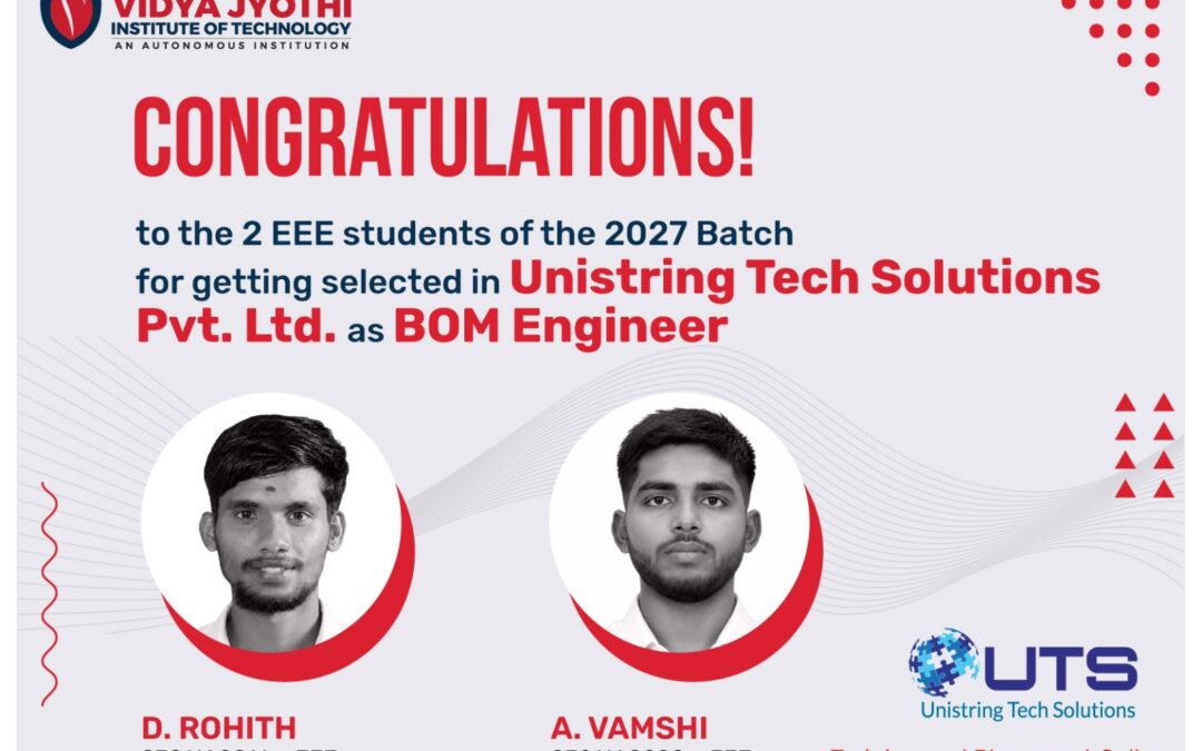 Unistring Tech Solutions Selected students from VJIT