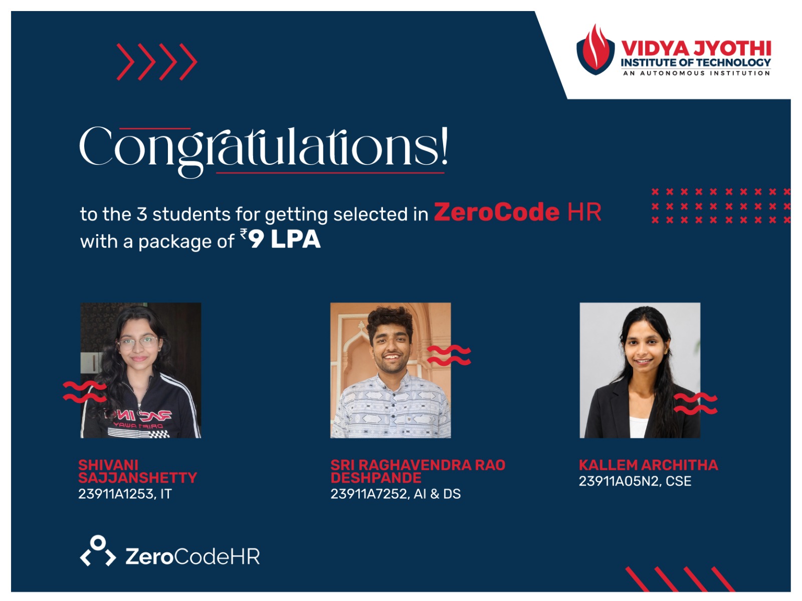 ZeroCode HR Company Selects from VJIT