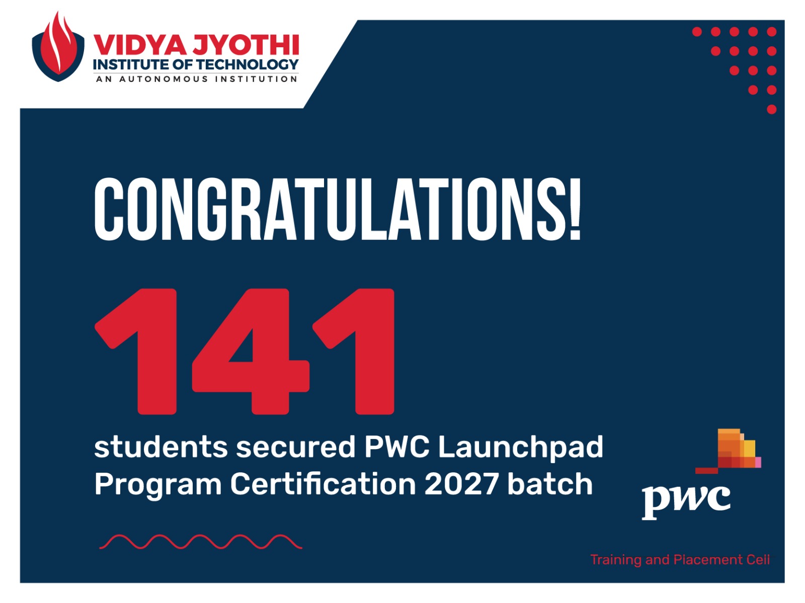 PWC Certification PWC Certified students from VJIT